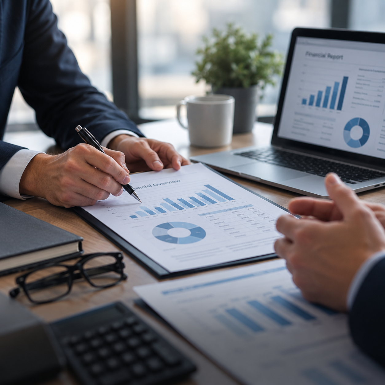 Auditor reviewing financial statements